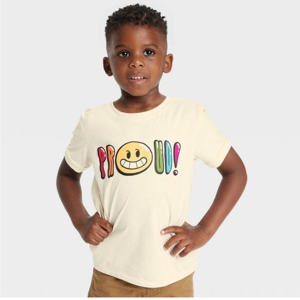 🔴 3 for $15 Target Take Pride Proud LGBTQ Unisex Smiley Face Rainbow Shirt 4T